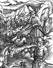 Scena di caccia all’orso dai libri di caccia e di pesca dell’Imperatore Massimiliano I.