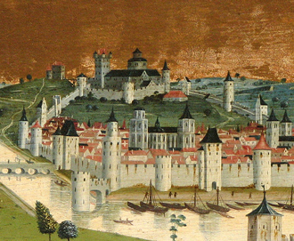 Mittelalterliche Stadt (Altarbild aus Rottenburg ob der Tauber, Foto A. Prock)