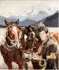 Südtiroler Postreiter mit Gespann, 1910 - Eduard Thöny