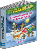 Lawinenhunde im Schneesturm