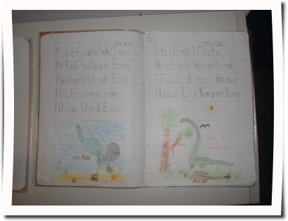 Eine Dino-Geschichte mit mehreren Kapiteln, geschrieben von 6-Jaehrigen-III