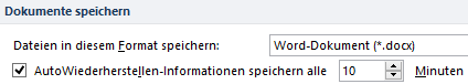 Dokumente automatisch speichern