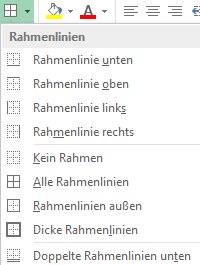 Formatierung: Rahmenlinien