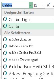 Formatierung: Schriftart