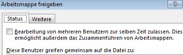 Arbeitsmappe freigeben